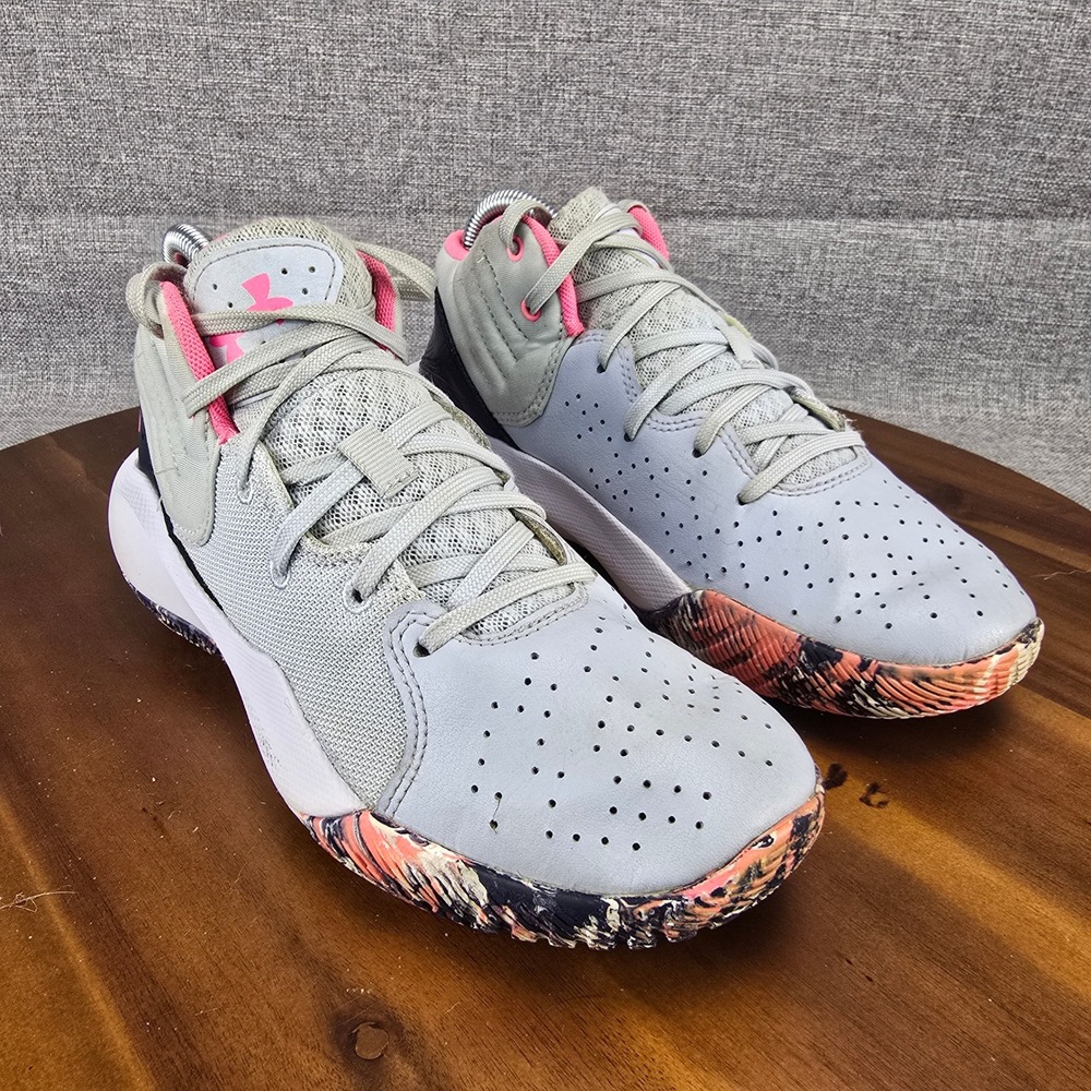 Under‎ Armour Kids Basketball Shoes Gray Pink Youth Size 5.5Y Sneakers - Picture 14 of 14